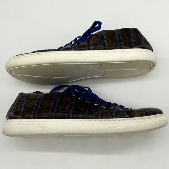 Donald Pliner Alligator Print Shoes Mens 11 Pierce Brown Leather Blue Lace Up main image 8